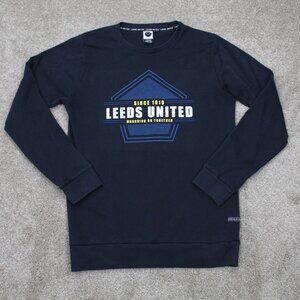 Leeds United Sweatshirt Adult Medium Blue Football/Soccer L/S Pullover Crewneck
